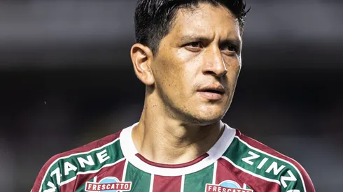 Cano, atacante do Fluminense, durante partida contra o Santos no estadio Vila Belmiro pelo campeonato Brasileiro A 2023. Foto: Abner Dourado/AGIF