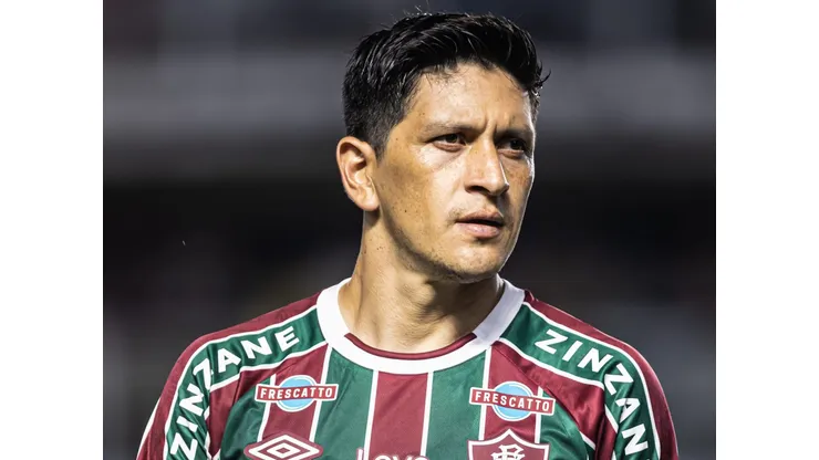 Cano, atacante do Fluminense, durante partida contra o Santos no estadio Vila Belmiro pelo campeonato Brasileiro A 2023. Foto: Abner Dourado/AGIF