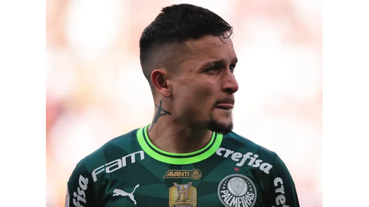 Artur, jogador do Palmeiras, durante partida contra o Corinthians no estadio Arena Corinthians pelo campeonato Brasileiro A 2023. Foto: Ettore Chiereguini/AGIF