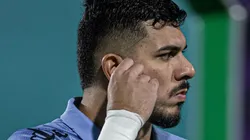 João Paulo, goleiro do Santos, durante partida contra o Goias no estadio Serrinha pelo campeonato Brasileiro A 2023. Foto: Isabela Azine/AGIF
