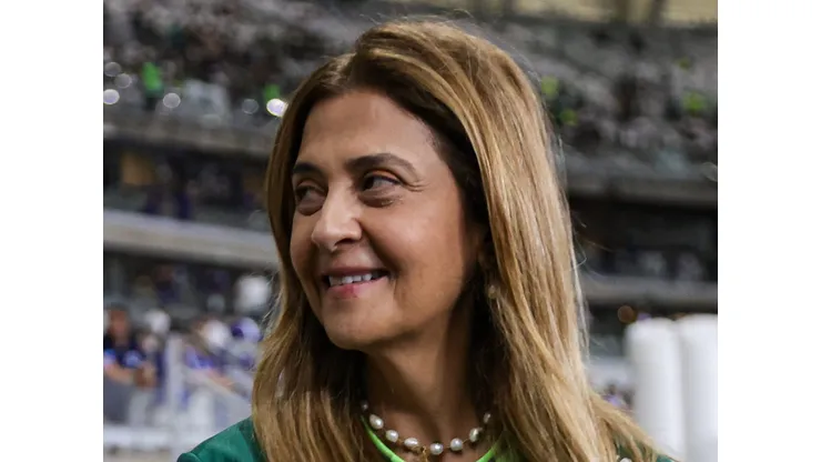 Leila Pereira, presidente do Palmeiras, durante partida contra o Cruzeiro no estadio Mineirao pelo campeonato Brasileiro A 2023. Foto: Gilson Lobo/AGIF