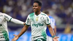 Foto: Gilson Lobo/AGIF - Endrick comemora o seu gol pelo Palmeiras