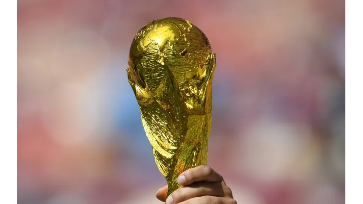 MOSCOW, RUSSIA - JULY 01: A replica World Cup Trophy is seen prior to the 2018 FIFA World Cup Russia Round of 16 match between Spain and Russia at Luzhniki Stadium on July 1, 2018 in Moscow, Russia. (Photo by Matthias Hangst/Getty Images)