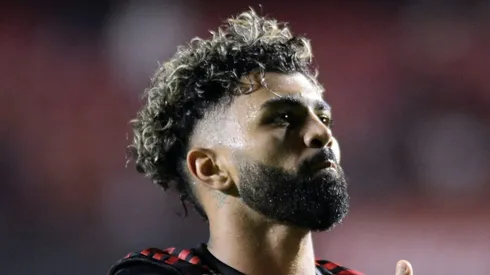 Gabigol jogador do Flamengo comemora seu gol durante partida contra o Sao Paulo no estadio Morumbi pelo campeonato Brasileiro A 2022. Foto: Alan Morici/AGIF