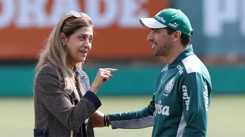Leila Pereira e Abel Ferreira durante treino do Palmeiras - Foto: Cesar Greco/SEP