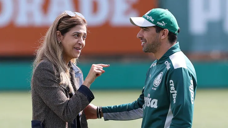 Leila Pereira e Abel Ferreira durante treino do Palmeiras - Foto: Cesar Greco/SEP