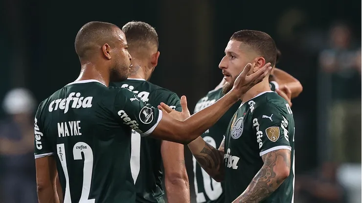 Mayke comemorando ao lado de Zé Rafael. Foto: César Greco- Palmeiras