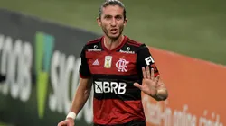 Filipe Luis em jogo pelo Flamengo. Foto: Thiago Ribeiro/AGIF