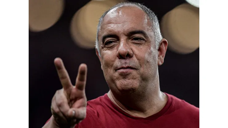 Marcos Braz, dirigente do Flamengo, durante partida contra o Atletico-MG no estadio Maracana pelo campeonato Brasileiro A 2023. Foto: Thiago Ribeiro/AGIF