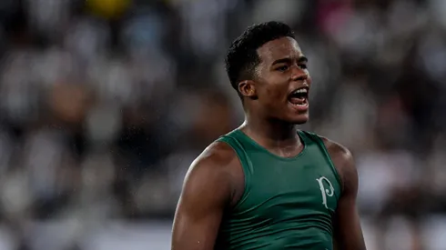 RJ - RIO DE JANEIRO - 01/11/2023 - BRASILEIRO A 2023, BOTAFOGO X PALMEIRAS - Endrick jogador do Palmeiras comemora vitoria ao final da partida contra o Botafogo no estadio Engenhao pelo campeonato Brasileiro A 2023. Foto: Thiago Ribeiro/AGIF