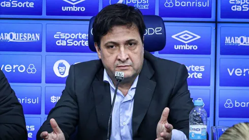 Alberto Guerra presidente do Gremio durante em coletiva de imprensa realizada no CT Luiz Carvalho. Foto: Maxi Franzoi/AGIF