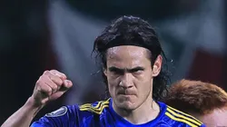 SP - SAO PAULO - 05/10/2023 - LIBERTADORES 2023, PALMEIRAS X BOCA JUNIORS - Cavani jogador do Boca Juniors comemora seu gol durante partida contra o Palmeiras no estadio Arena Allianz Parque pelo campeonato Libertadores 2023. Foto: Ettore Chiereguini/AGIF