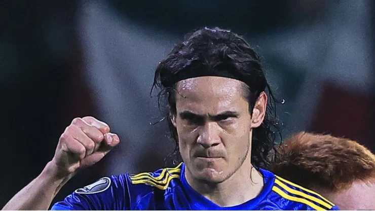 SP - SAO PAULO - 05/10/2023 - LIBERTADORES 2023, PALMEIRAS X BOCA JUNIORS - Cavani jogador do Boca Juniors comemora seu gol durante partida contra o Palmeiras no estadio Arena Allianz Parque pelo campeonato Libertadores 2023. Foto: Ettore Chiereguini/AGIF