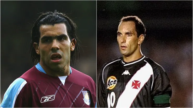 Tévez e Edmundo . Foto: Shaun Botterill /Allsport/Getty Images
