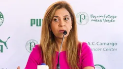 Foto: Fabio Menotti/Palmeiras - A presidente do Palmeiras, Leila Pereira em entrevista coletiva