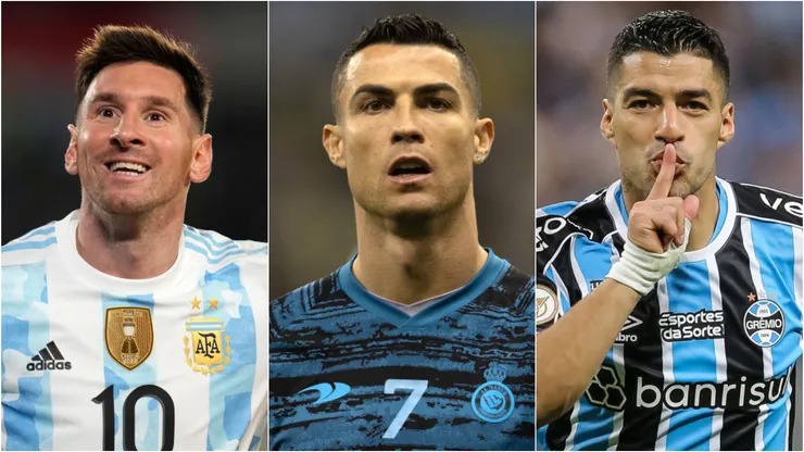 Messi, Cristiano Ronaldo e Luis Suarez. Foto: Getty Images