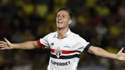 Galoppo comemorando seu tento de pênalti. Foto: Miguel Schincariol/São Paulo F.C.