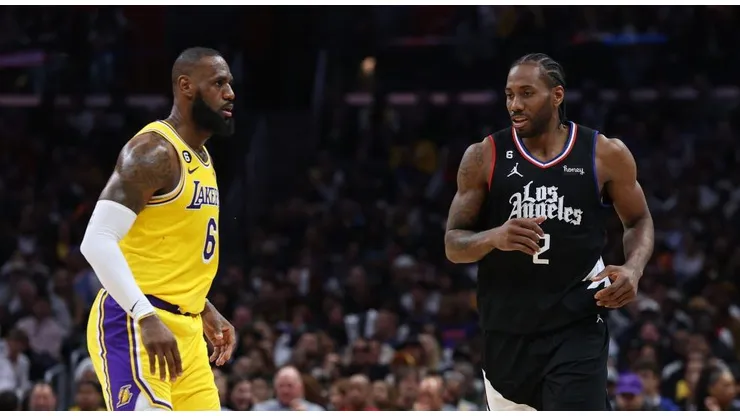 Lebron e Kawhi: frente a frente novamente no clássico de Los Angeles (Foto: Harry How/Getty Images)