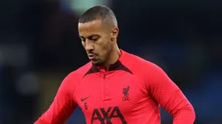 MANCHESTER, ENGLAND - DECEMBER 22: Thiago Alcantara of Liverpool warms up ahead of the Carabao Cup Fourth Round match between Manchester City and Liverpool at Etihad Stadium on December 22, 2022 in Manchester, England. (Photo by Naomi Baker/Getty Images)