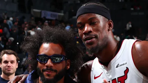 Marcelo e Butler: encontro no jogo do Miami Heat (Foto: Divulgação / Twitter oficial do Fluminense)