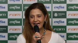 Leila na coletiva de apresentação de Bruno Rodrigues. Foto: Cesar Greco/Palmeiras.