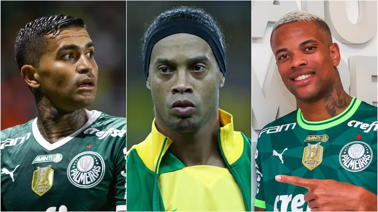 Dudu, Ronaldinho Gaúcho e Caio Paulista. Foto: Agif; Divulgação/Palmeiras