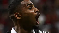 Joaquim jogador do Santos comemora gol durante partida contra o Flamengo no estadio Mane Garrincha pelo campeonato Brasileiro A 2023. Foto: Mateus Bonomi/AGIF