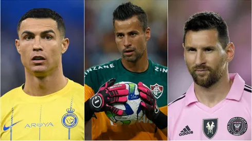 C. Ronaldo, Fábio e Messi. Michael Regan/ Wagner Meier/Megan Briggs/Getty Images