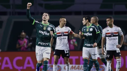 Piquerez jogador do Palmeiras comemora seu gol durante partida contra o Sao Paulo no estadio Arena Allianz Parque pelo campeonato Brasileiro A 2023. Foto: Marcello Zambrana/AGIF