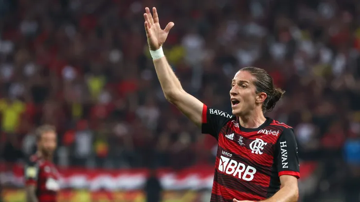 Filipe Luis jogador do Flamengo durante partida contra o Corinthians no estadio Arena Corinthians pelo campeonato Copa do Brasil 2022. Foto: Marcello Zambrana/AGIF