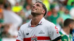 Calleri pelo São Paulo em partida contra o Palmeiras, no dia 04/02/2024, na decisão da Supercopa Rei. Foto: Fernando Moreno/AGIF