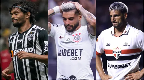 Scarpa do Atlético, Yuri Alberto do Corinthians e Calleri do São Paulo. Foto: Fernando Moreno/Marcello Zambrana/AGIF