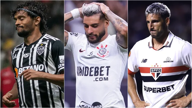 Scarpa do Atlético, Yuri Alberto do Corinthians e Calleri do São Paulo. Foto: Fernando Moreno/Marcello Zambrana/AGIF
