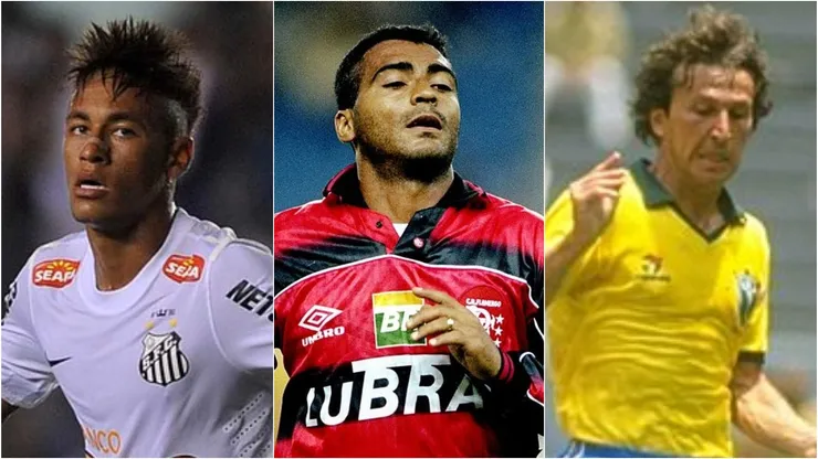 Neymar, Romário e Zico. Foto: Getty Images