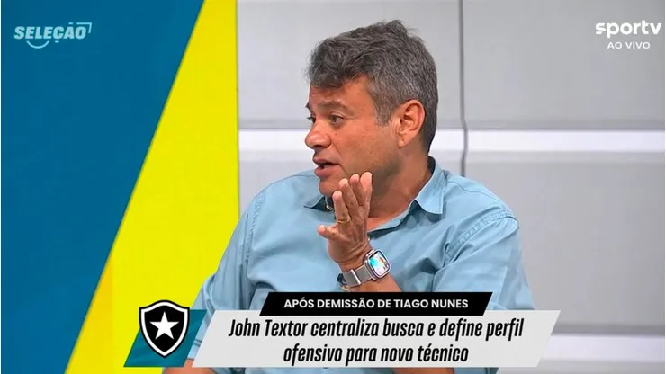 Eric Faria citou dois nomes favoritos para assumir o Botafogo - Foto: Reprodução/SporTV