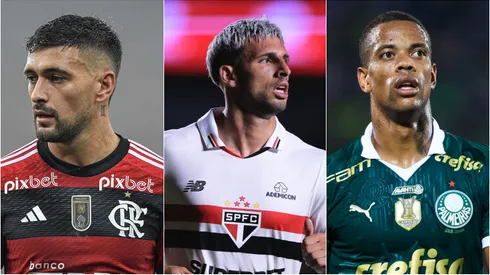 Camisa do Flamengo, São Paulo e Palmeiras. Foto: Thiago Ribeiro/Ettore Chiereguini/Marcello Zambrana/AGIF