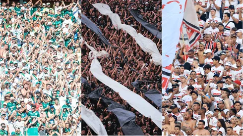 Torcida do Palmeiras, Corinthians e São Paulo. Foto: Pedro Zacchi/ Ettore Chiereguini/Marcello Zambrana/AGIF