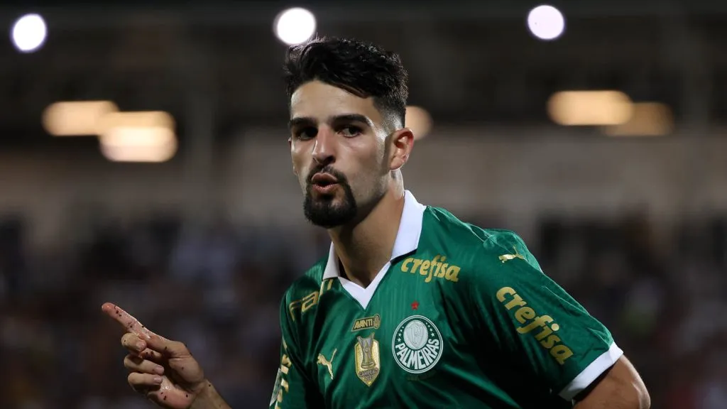 Flaco López anotou o quarto gol em seis jogos pelo Palmeiras em 2024 – Foto: Cesar Greco/Palmeiras/by Canon