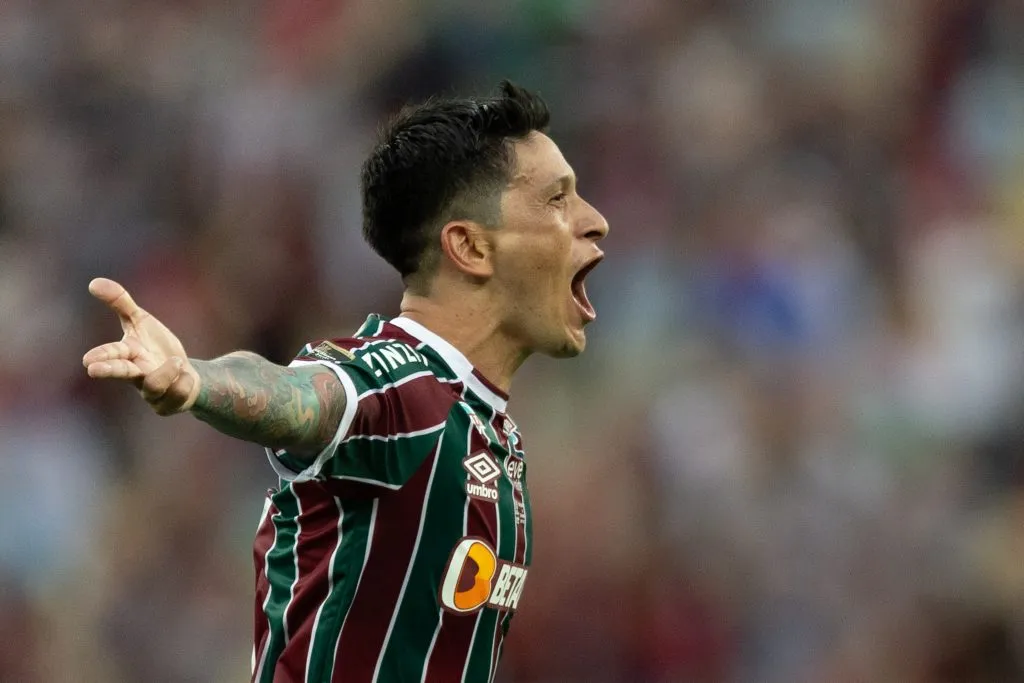 RJ – RIO DE JANEIRO – 04/11/2023 – LIBERTADORES 2023, BOCA JUNIORS X FLUMINENSE – German Cano jogador do Fluminense comemora seu gol durante partida contra o Boca Juniors no estadio Maracana pelo campeonato Libertadores 2023. Foto: Liamara Polli/AGIF