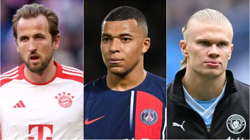 Harry Kane, Mbappé e Haaland. Foto: David Ramos/Michael Regan/Alexander Hassenstein/Getty Images