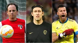 Rogério Ceni, Cássio e Fábio. Foto: Daniel VorleyFernando Moreno_Alexandre Lago_AGIF