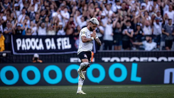 Yuri Alberto jogador do Corinthians comemora seu gol durante partida contra o Portuguesa no estadio Arena Corinthians pelo campeonato Paulista 2024. Foto: Leonardo Lima/AGIF