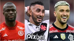 Enner Valencia, Payet e Arrascaeta. Fotos: Pedro H. Tesch/Pedro Vilela/Alexandre Loureiro/Getty Images