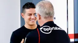 James Rodríguez e Dorival Júnior se cumprimentam - Foto: Divulgação/SPFC