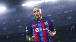 Raphinha em partida entre Barcelona vs Inter e Milão pela Champions League