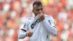 Fabrício Bruno, zagueiro do Flamengo, comemora gol contra o Nova Iguaçu no Campeonato Carioca de 2023. Foto: Thiago Ribeiro/AGIF