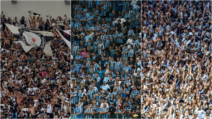 Torcidas do Vasco, Grêmio e Santos. Foto: Maxi Franzoi/Thiago Ribeiro/Marcello Zambrana/AGIF