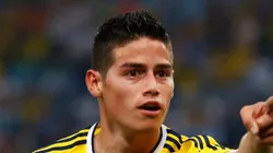 James comemora o seu gol pela Colômbia na Copa de 2014. Atualmente, meia amarga reserva no SP.