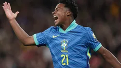 Endrick lamentando em amistoso pela Seleção Brasileira contra a Inglaterra, em Wembley, dia 23/03/2024. Foto: Rafael Ribeiro/CBF