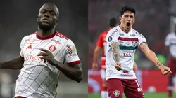 Enner Valencia, artilheiro do Inter, que assim como a equipe, deixou a vitória escapar na Libertadores de 2023 de contra o Fluminense. Foto Enner Valencia: Jorge Rodrigues/AGIF Foto Germán Cano: Maxi Franzoi/AGIF